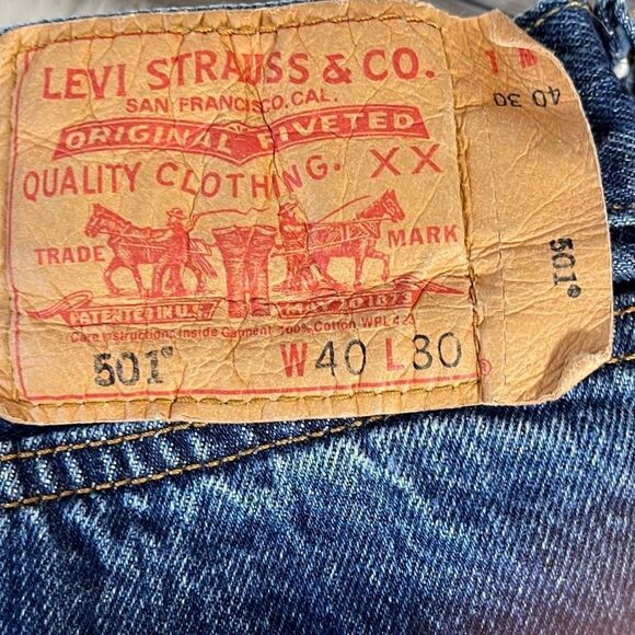 Levi's Vintage 501 Jeans Dark Wash Sz 40 X 30 - Picture 3 of 7